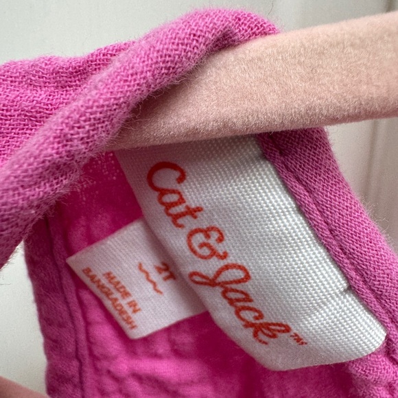 Cat & Jack 2T Girls Vibrant Pink/Purple Textured Ruffle Sleeveless Dress - Picture 3 of 4